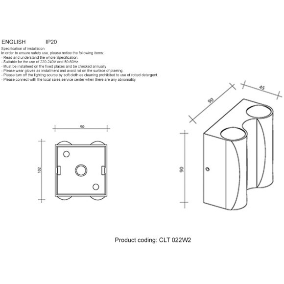 Бра Crystal Lux CLT 022W2 BL 4000K Бра Crystal Lux CLT 022W2 BL 4000K