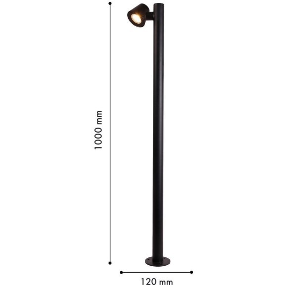 4744-1F, уличный светильник, L200xW50xH1000, LEDx10W, 196LM, 3000K, IP54, included
