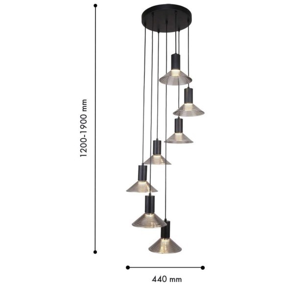 4622-7P, подвесная люстра, D440xH1200/1900, 7xLEDx6W, 3360LM, 3000K, included