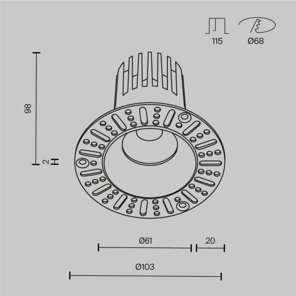 Встраиваемый светильник LED 3000K 1620Lm Technical DL121-15W-3K-TRS-B