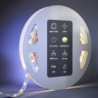 Maytoni 201134 Цветная RGB+W 3000К лента, 5 метров, ширина 12мм серия ULTRA SMD5050 24V 19.2Вт/м 1920Лм/м IP20 CRI90 120° кратность резки 100мм, раб. температура -30...+60°С