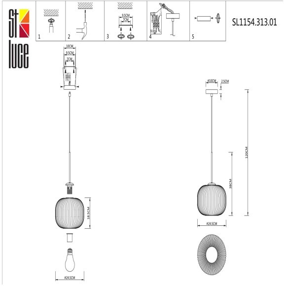 SL1154.313.01 Подвес ST-Luce Латунь/Коньячный E27 1*60W GRAN SL1154.313.01 Подвес ST-Luce Латунь/Коньячный E27 1*60W GRAN