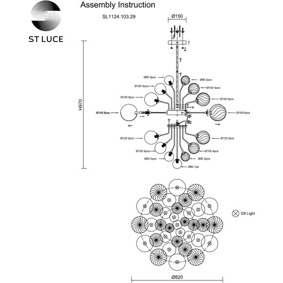 SL1124.103.29 Люстра подвесная ST-Luce Хром/Дымчатый, Прозрачный G9 29*5W 4000K VINETTO SL1124.103.29 Люстра подвесная ST-Luce Хром/Дымчатый, Прозрачный G9 29*5W 4000K VINETTO