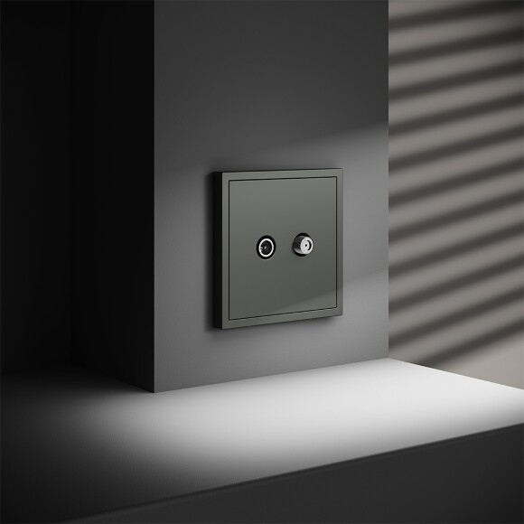 Розетка телевизионная встраиваемая VOLTUM S70 оконечная TV+SAT, (титан)