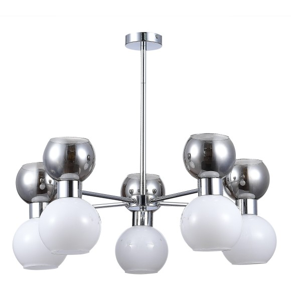 SLE1138-102-10 Светильник потолочный Хром/Белый, Дымчатый E27 10*60W THONET SLE1138-102-10 Светильник потолочный Хром/Белый, Дымчатый E27 10*60W THONET