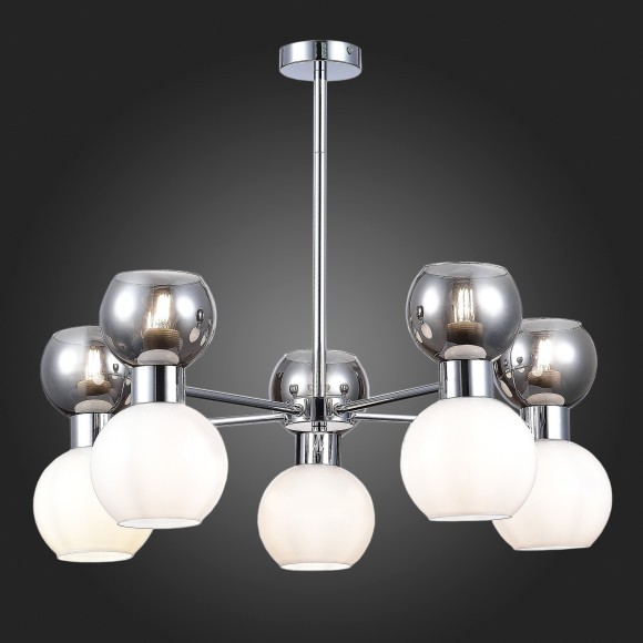 SLE1138-102-10 Светильник потолочный Хром/Белый, Дымчатый E27 10*60W THONET SLE1138-102-10 Светильник потолочный Хром/Белый, Дымчатый E27 10*60W THONET