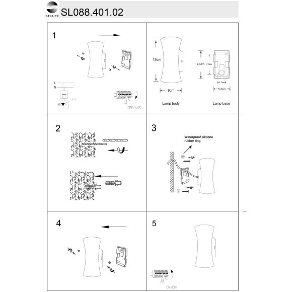 SL088.401.02 Светильник уличный настенный ST-Luce Черный кварцевый LED 2*5W 4000K DEALE SL088.401.02 Светильник уличный настенный ST-Luce Черный кварцевый LED 2*5W 4000K DEALE