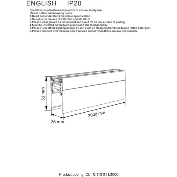 Магнитный накладной шинопровод 3м Space 48V Crystallux CLT 0.113 01 L3000 WH