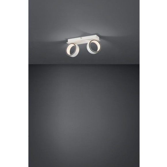 Eglo Albariza 39585 Настенно-потолочный LED-светильник, спот в стиле минимализм, 2x5 Вт, 3000К, CRI80, 2x650 лм, белый алюминий, поворотные плафоны, габариты 310 x 145 x 80 мм