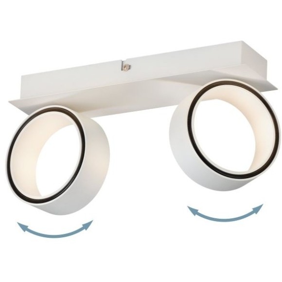 Eglo Albariza 39585 Настенно-потолочный LED-светильник, спот в стиле минимализм, 2x5 Вт, 3000К, CRI80, 2x650 лм, белый алюминий, поворотные плафоны, габариты 310 x 145 x 80 мм