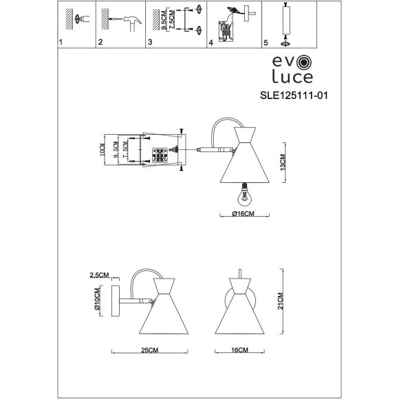 SLE125111-01 Светильник настенный Серый, Золотистый/Серый, Темное дерево E14 1*40W MODICA