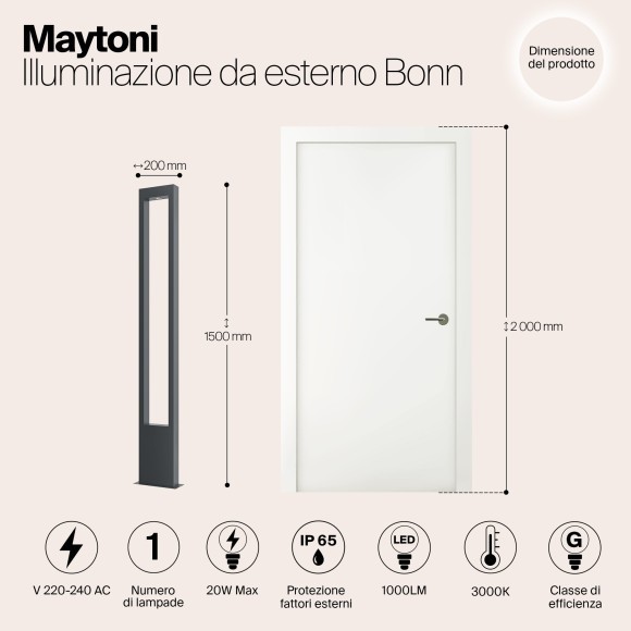 Уличный наземный светильник Maytoni O425FL-L20GF Bonn IP65 светодиодный LED 20W
