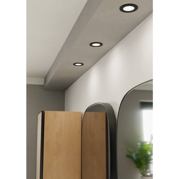901412 Светодиод встраиваемый свет-к  с рег-кой цветовой темп-ры FUEVA 6, 3,7W(LED), Ø88, IP44,2700K, 4000K, 6500K, 450lm, пластик, черный, белый
