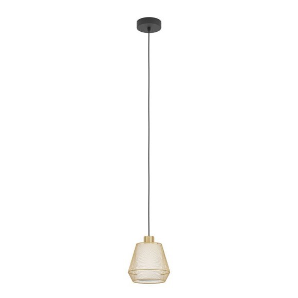 900896 EGLO CIUDADELA Подвесной светильник с 1 лампой E27, 40Вт, сталь, ткань, черный/матово-латунный/белый