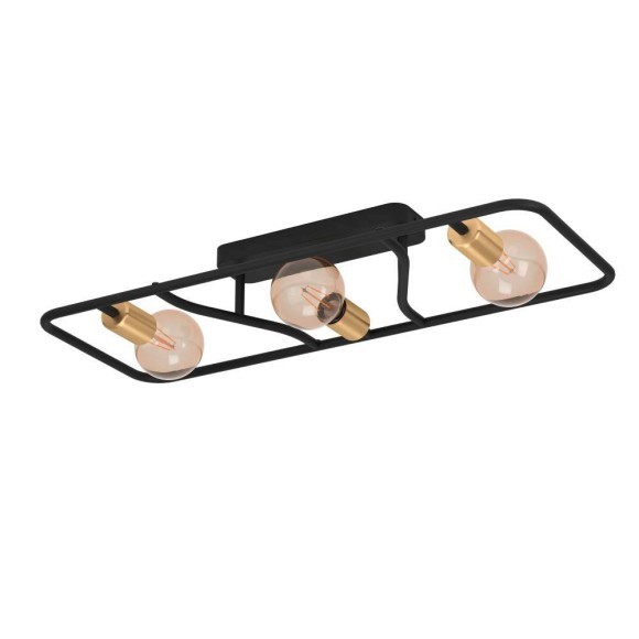900367 Потолочный светильник MESSINARO, 3x40W, E27, L720, B280, H95, сталь, черный, матовая латунь 900367 Потолочный светильник MESSINARO, 3x40W, E27, L720, B280, H95, сталь, черный, матовая латунь