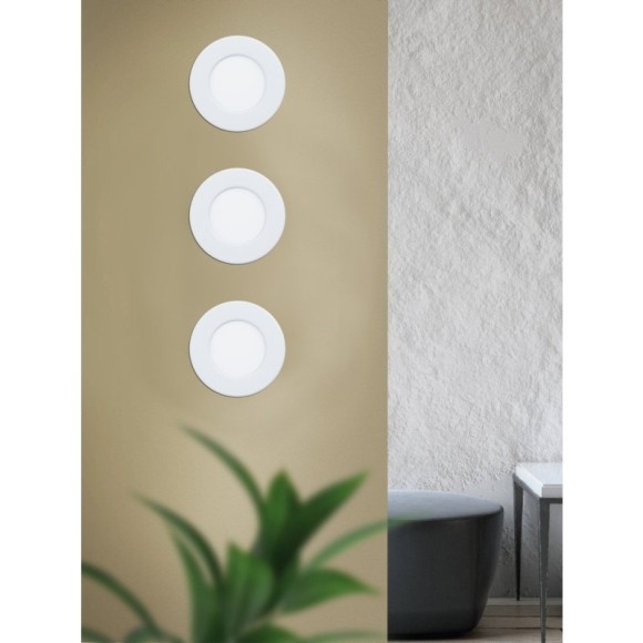 99202 Светодиодный встраиваемый светильник FUEVA 5, 2,7W (LED), ?86, ET26, IP44, 300lm, 3000K, сталь, бел