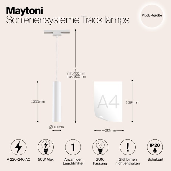 Трековый светильник Technical TR008-1-GU10-W Трековый светильник Technical TR008-1-GU10-W