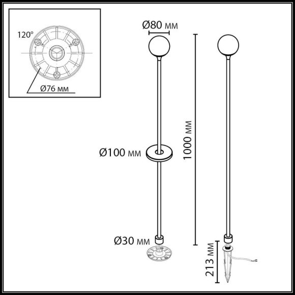 Ландшафтный светильник IP65 LED 3W 195Лм 3000K 200°  12-24V DEW (нужен драйвер 357781/357782) 7120/3GLB