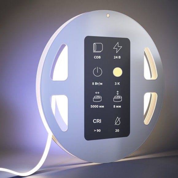 Светодиодная лента Ultra 24В COB 8Вт/м 3000К 5м IP 20 201071 Светодиодная лента Ultra 24В COB 8Вт/м 3000К 5м IP 20 201071