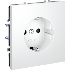 Розетка встраиваемая VOLTUM S70 с заземлением и защитными шторками, 16А, (белый матовый)