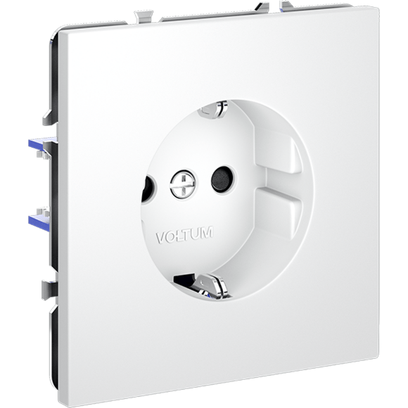 Розетка встраиваемая VOLTUM S70 с заземлением и защитными шторками, 16А, (белый матовый)