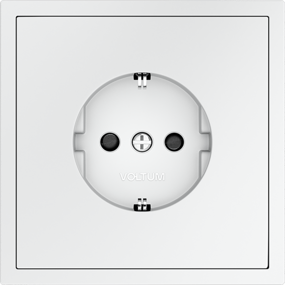 Розетка встраиваемая VOLTUM S70 с заземлением и защитными шторками, 16А, (белый матовый)