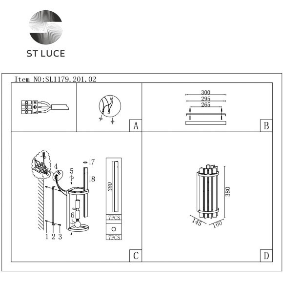 SL1179.201.02 ST Luce AREZZO Настенное бра, E14,2х40W, золотистый/золотистый, прозрачный SL1179.201.02 ST Luce AREZZO Настенное бра, E14,2х40W, золотистый/золотистый, прозрачный