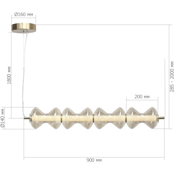 SL6136.223.01 Светильник подвесной ST-Luce золото/коньячный LED 1*22W 3000K SPINE