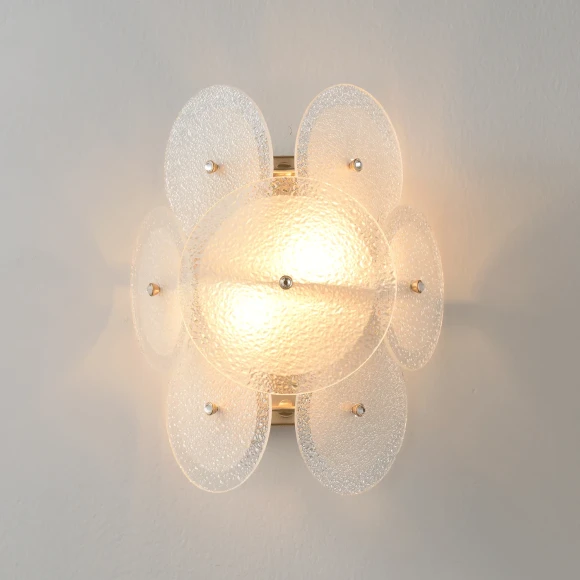 Crystal Lux DANDELION AP2 GOLD 4060/402 Бра настенное дизайнерское золото белое, лампы 2xE14 макс. 40Вт, декоративный светильник на стену, без выключателя