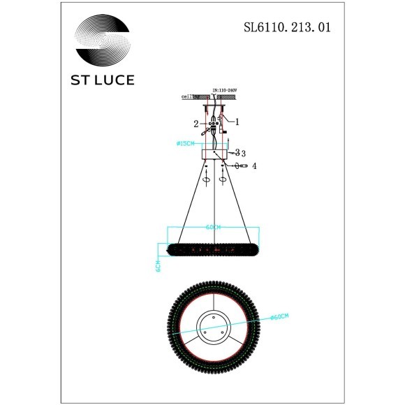 SL6110.213.01 Люстра подвесная ST-Luce Золотистый/Золотистый LED 1*35W 3000 - 6500K AVANA