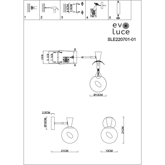 SLE220701-01 Светильник настенный Белый, Светлое дерево/Белый E14 1*40W CATANIA