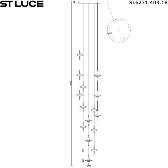 SL6231.403.18 Светильник подвесной ST-Luce Черный/Прозрачный LED 18*5W 4000K ZENITH