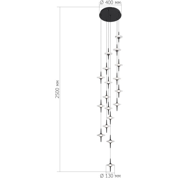 SL6231.403.18 Светильник подвесной ST-Luce Черный/Прозрачный LED 18*5W 4000K ZENITH