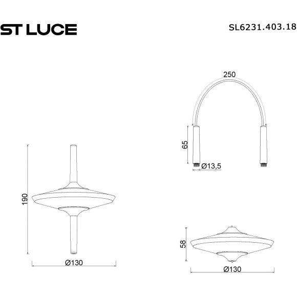 SL6231.403.18 Светильник подвесной ST-Luce Черный/Прозрачный LED 18*5W 4000K ZENITH