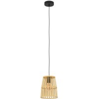 33201 Подвесной светильник (люстра) EYAM, 1X40W (E27), Ø190, сталь, черный/дерево, коричневый