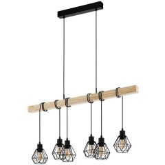 44076 Подвес TOWNSHEND 5, 6х60W(E27), L1000, B200, H1100, сталь, дерево, черный, коричневый