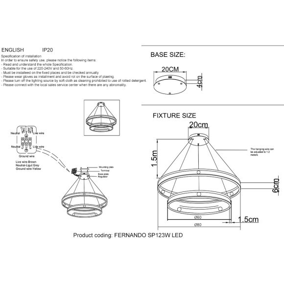 Люстра Crystal Lux FERNANDO SP123W LED  BLACK/GOLD