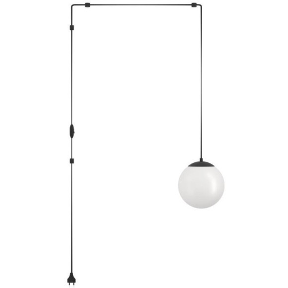 900977 Подвес RONDO 3, 1X40W(Е27), L200, H1420, сталь, пластик, черный/стекло, белый 900977 Подвес RONDO 3, 1X40W(Е27), L200, H1420, сталь, пластик, черный/стекло, белый