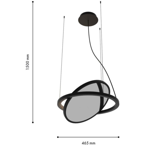 4636-1P, подвес, D460xH500/1500, LEDx30W, 2625LM, 4000K, IP20, included