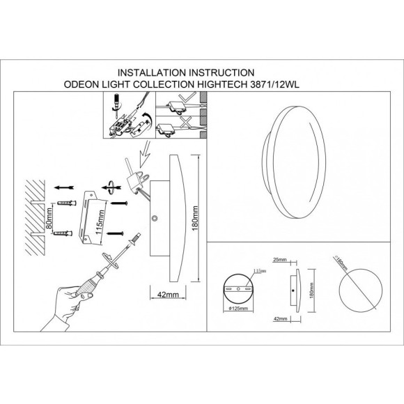 Настенно-потолочный светильник Odeon Light 3871/12WL ECLISSI светодиодный LED 12W