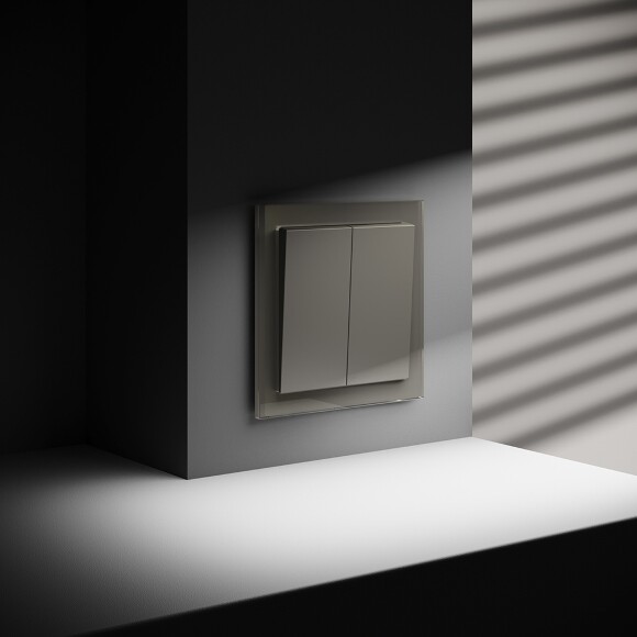 Выключатель встраиваемый VOLTUM S70 двухклавишный 10А, (шелк)