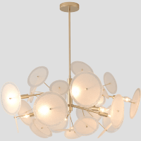 Crystal Lux DANDELION SP10 GOLD 4060/310 Люстра потолочная дизайнерская золото белая 10xE14 40Вт, наборный центральный шток, состоящий из сегментов 100+300+450мм