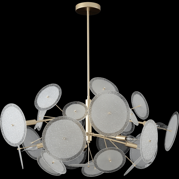 Crystal Lux DANDELION SP10 GOLD 4060/310 Люстра потолочная дизайнерская золото белая 10xE14 40Вт, наборный центральный шток, состоящий из сегментов 100+300+450мм