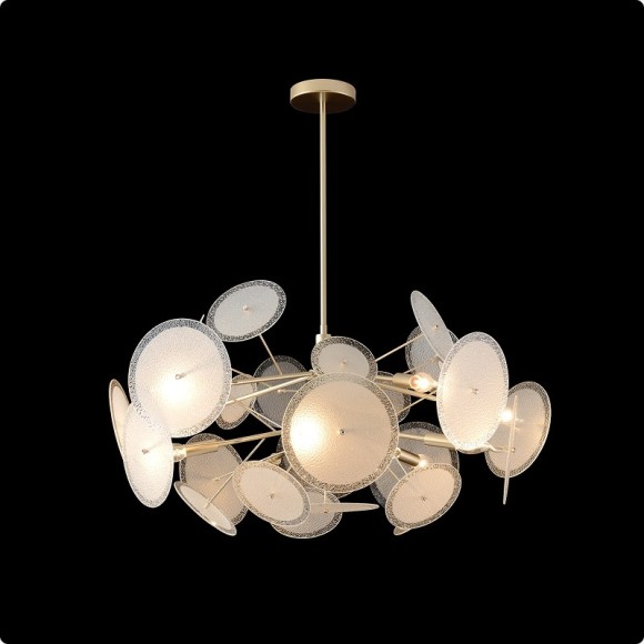 Crystal Lux DANDELION SP10 GOLD 4060/310 Люстра потолочная дизайнерская золото белая 10xE14 40Вт, наборный центральный шток, состоящий из сегментов 100+300+450мм