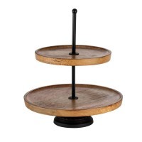 427141 Блюдо-этажерка декоративное MAKILALA, H295, ?250, дерево, сталь, натуральный