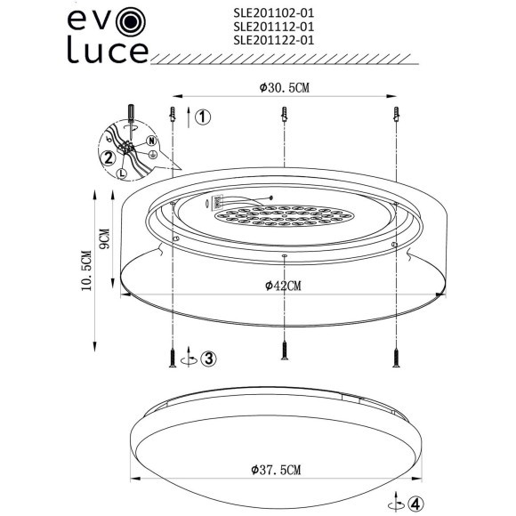 SLE201102-01 Светильник потолочный Черный, Золото/Белый LED 1*24W 4000K ORBIO