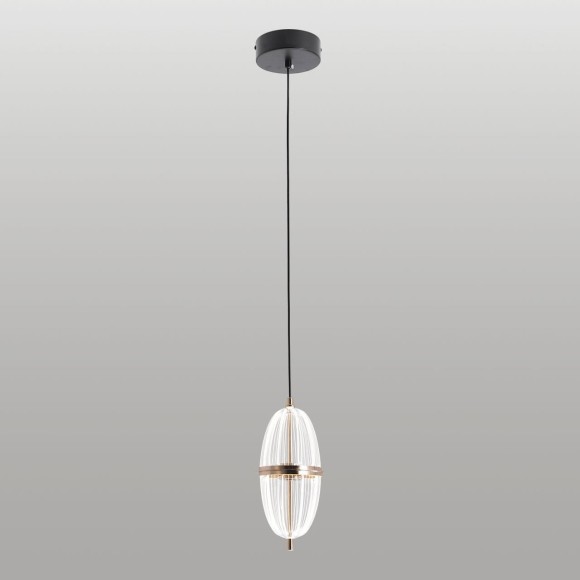 LSP-7515 Lussole BRADFORD золотой подвесной светильник, встроенный LED 9 Вт, 4000 К, 810 Лм, металлическое основание, прозрачный акриловый плафон