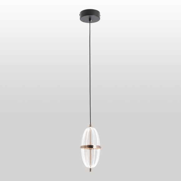 LSP-7515 Lussole BRADFORD золотой подвесной светильник, встроенный LED 9 Вт, 4000 К, 810 Лм, металлическое основание, прозрачный акриловый плафон