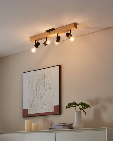 99481 EGLO TOWNSHEND 3 Спот потолочный с 4 лампами E27, 240Вт, дерево, сталь, коричневый, черный 99481 EGLO TOWNSHEND 3 Спот потолочный с 4 лампами E27, 240Вт, дерево, сталь, коричневый, черный