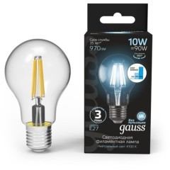 102802210-S Лампа Gauss Filament А60 10W 970lm 4100К Е27 шаг. диммирование LED 1/10/40 102802210-S Лампа Gauss Filament А60 10W 970lm 4100К Е27 шаг. диммирование LED 1/10/40